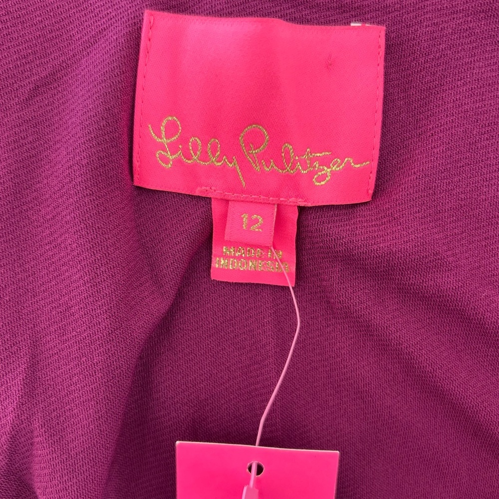 NWT LILLY PULITZER Bordeaux One Shoulder Ruffle Dress Amarena Cherry Size 12 - Picture 7 of 10